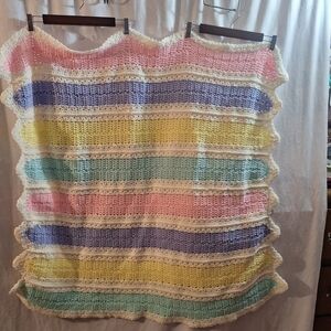 Multicolor Striped Knitted Baby Blanket